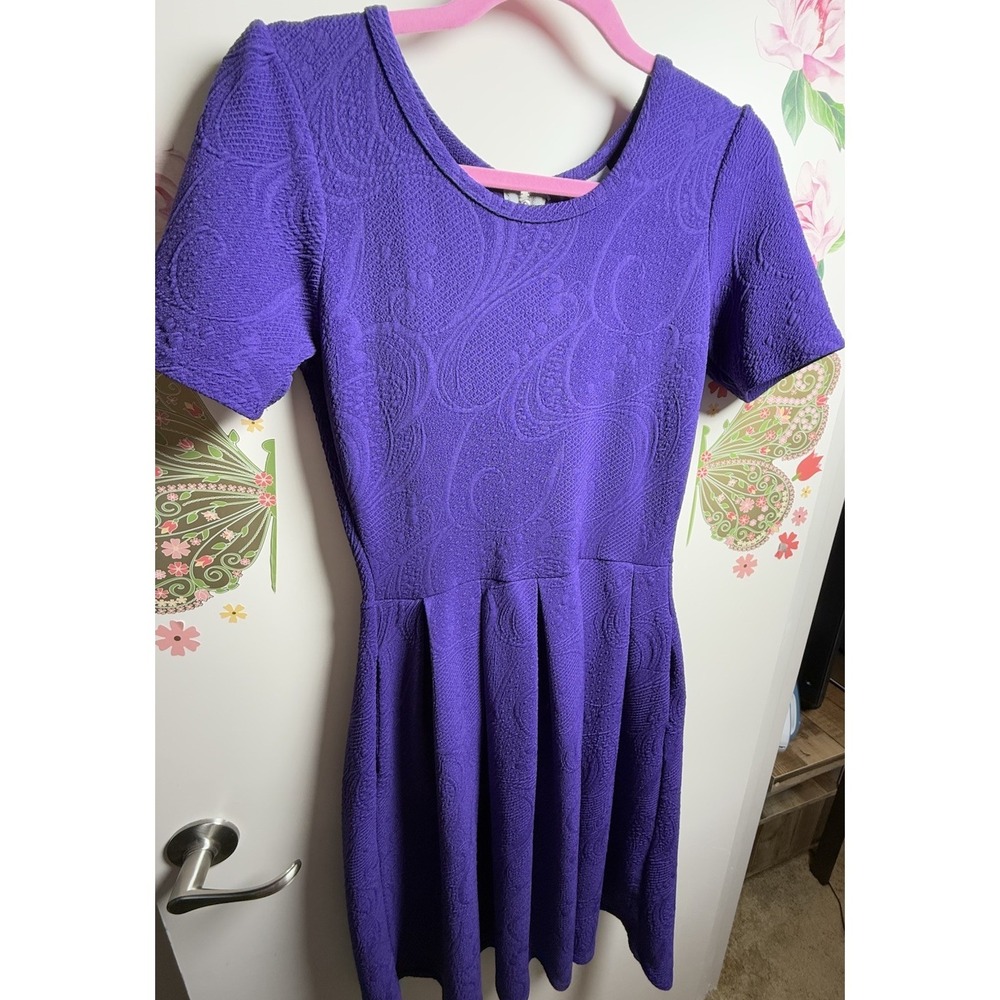 LuLaRoe Women's Textured Skater Dress‎ Purple Size Medium